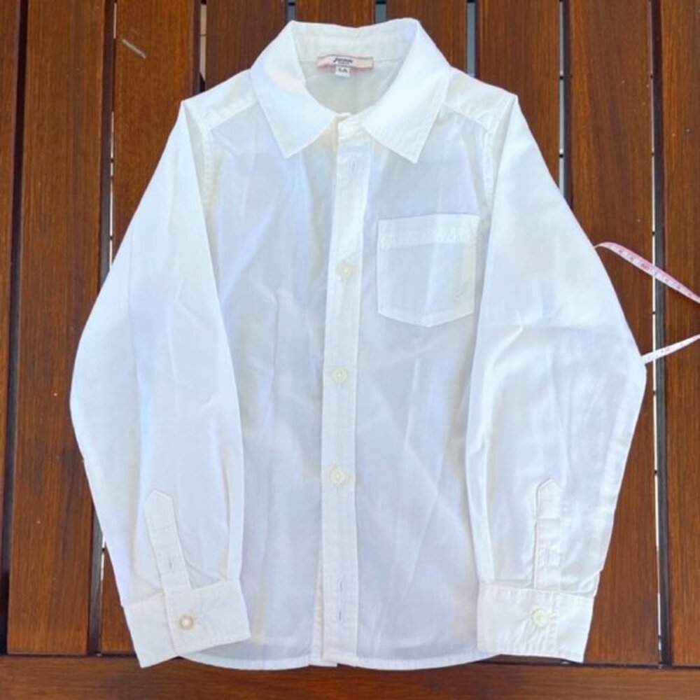 Jacadi Boy's White Button Front Shirt in Size 5 EUC